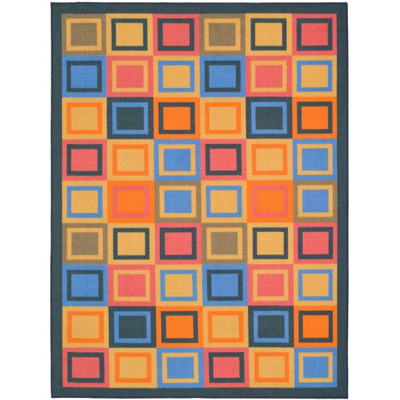 SAFAVIEH Metropolis Nevaeh Geometric Area Rug, Blue/Multi, 4'7" x 6'6"