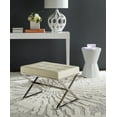 thumbnail image 1 of SAFAVIEH Micha Modern Glam X-Leg Upholstered Rectangular Ottoman, Cream/Chrome, 1 of 7