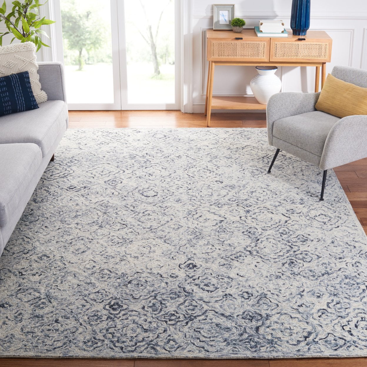 Elegant Gray Hand-Tufted Wool Rectangular Area Rug