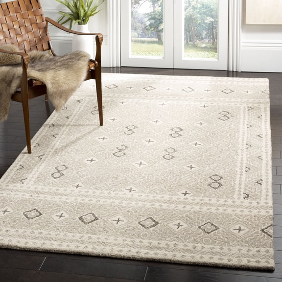 SAFAVIEH Micro-Loop Aditya Abstract Geometric Area Rug, Grey/Ivory, 5' x 8'