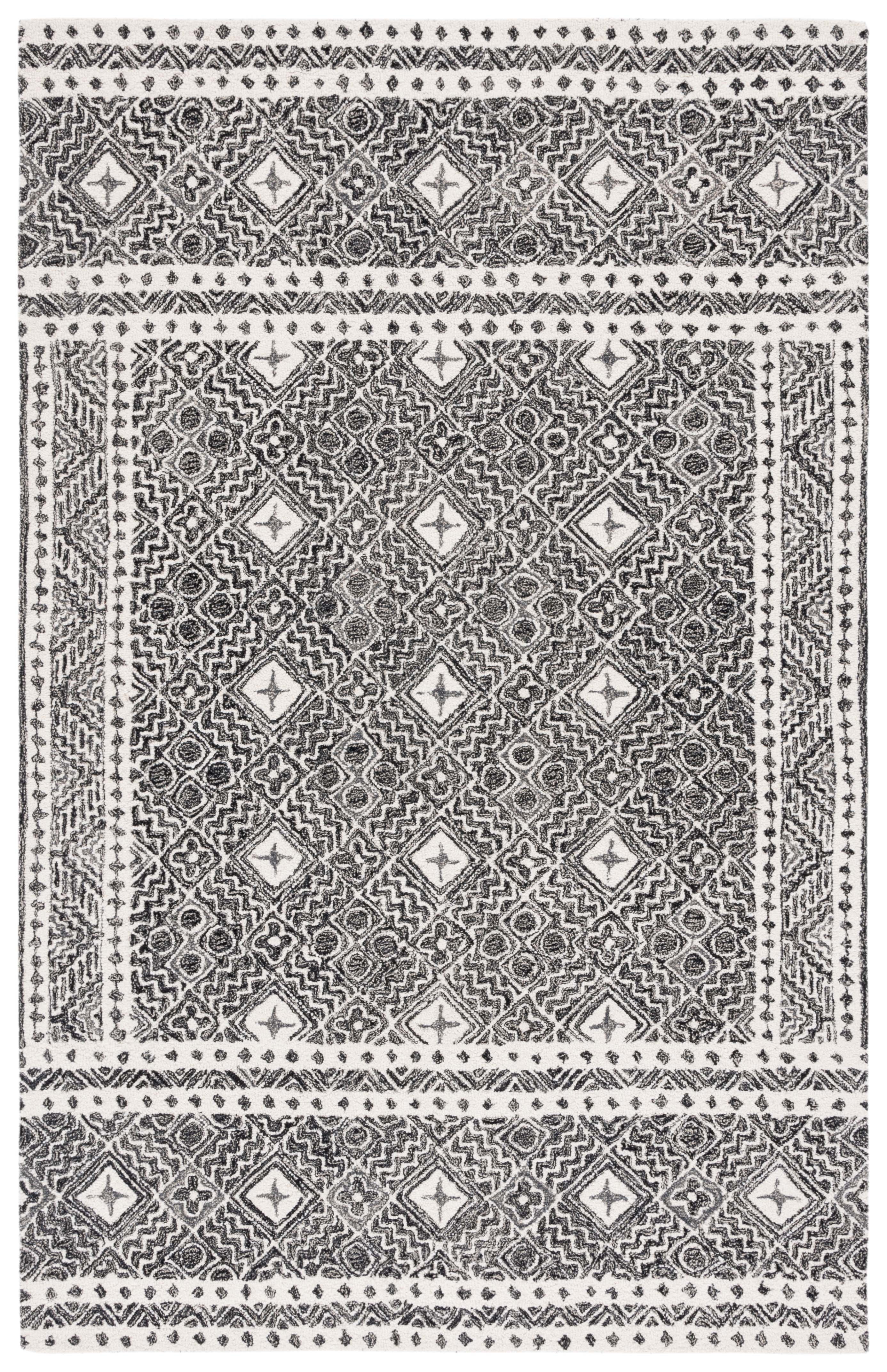 SAFAVIEH Micro-Loop Aditya Geometric Area Rug, Black/Ivory, 8' x 10'