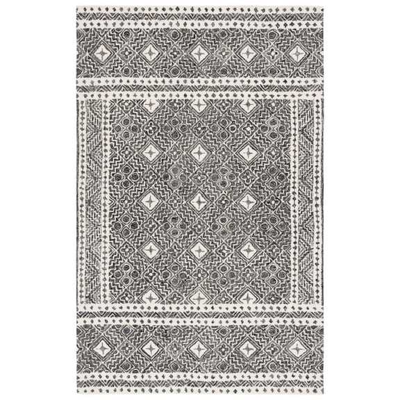 SAFAVIEH Micro-Loop Aditya Geometric Area Rug, Black/Ivory, 8' x 10'