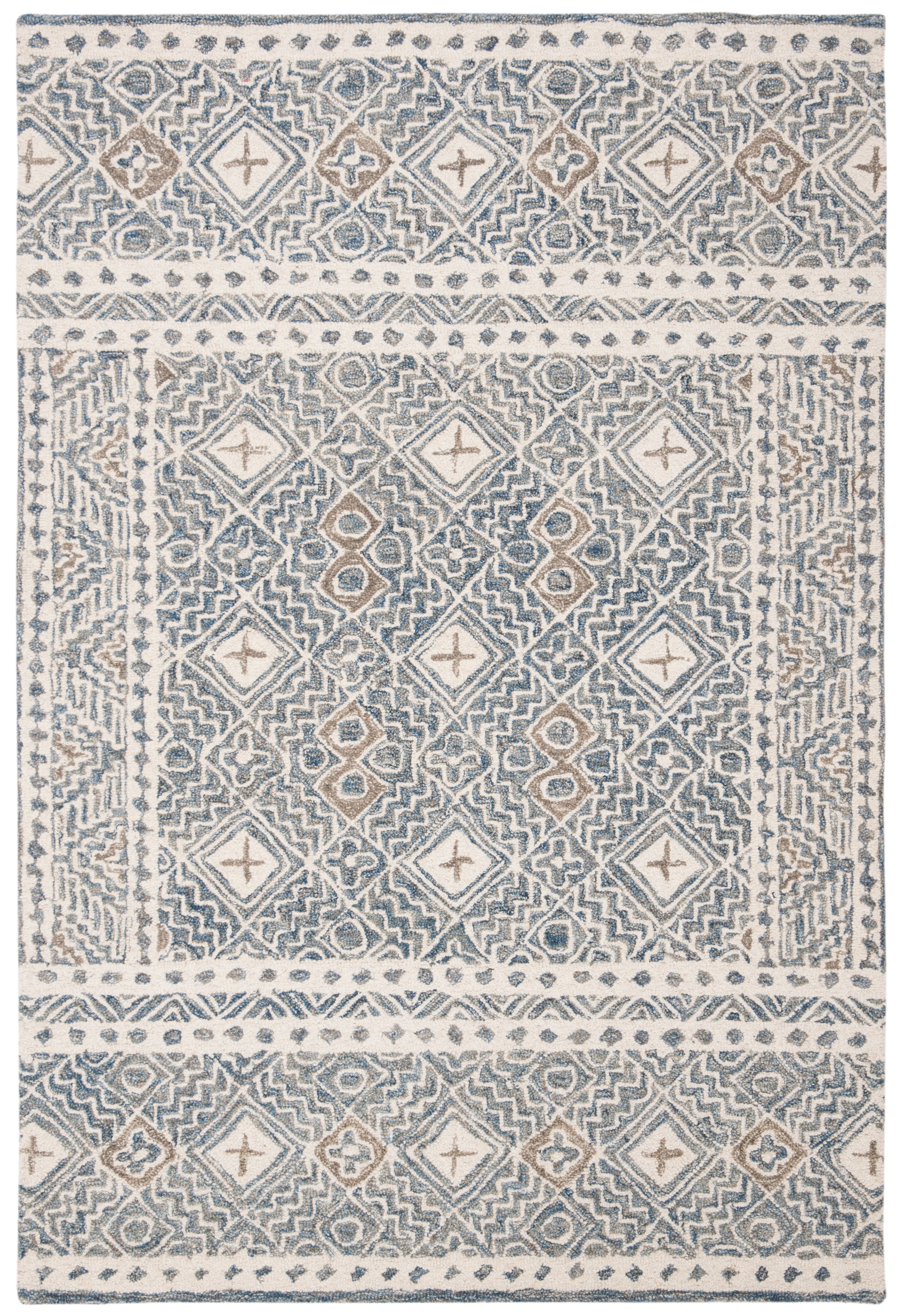 SAFAVIEH Micro-Loop Aditya Geometric Area Rug, Blue/Ivory, 2' x 3'