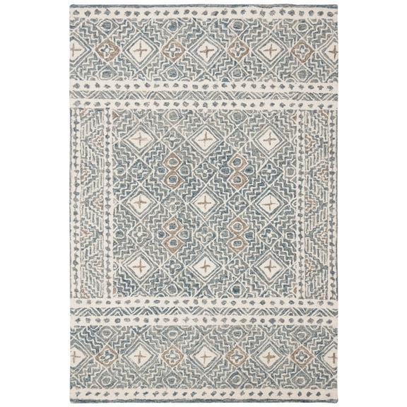 SAFAVIEH Micro-Loop Aditya Geometric Area Rug, Blue/Ivory, 2' x 3'