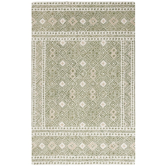 SAFAVIEH Micro-Loop Aditya Geometric Area Rug, Green/Ivory, 5' x 8'