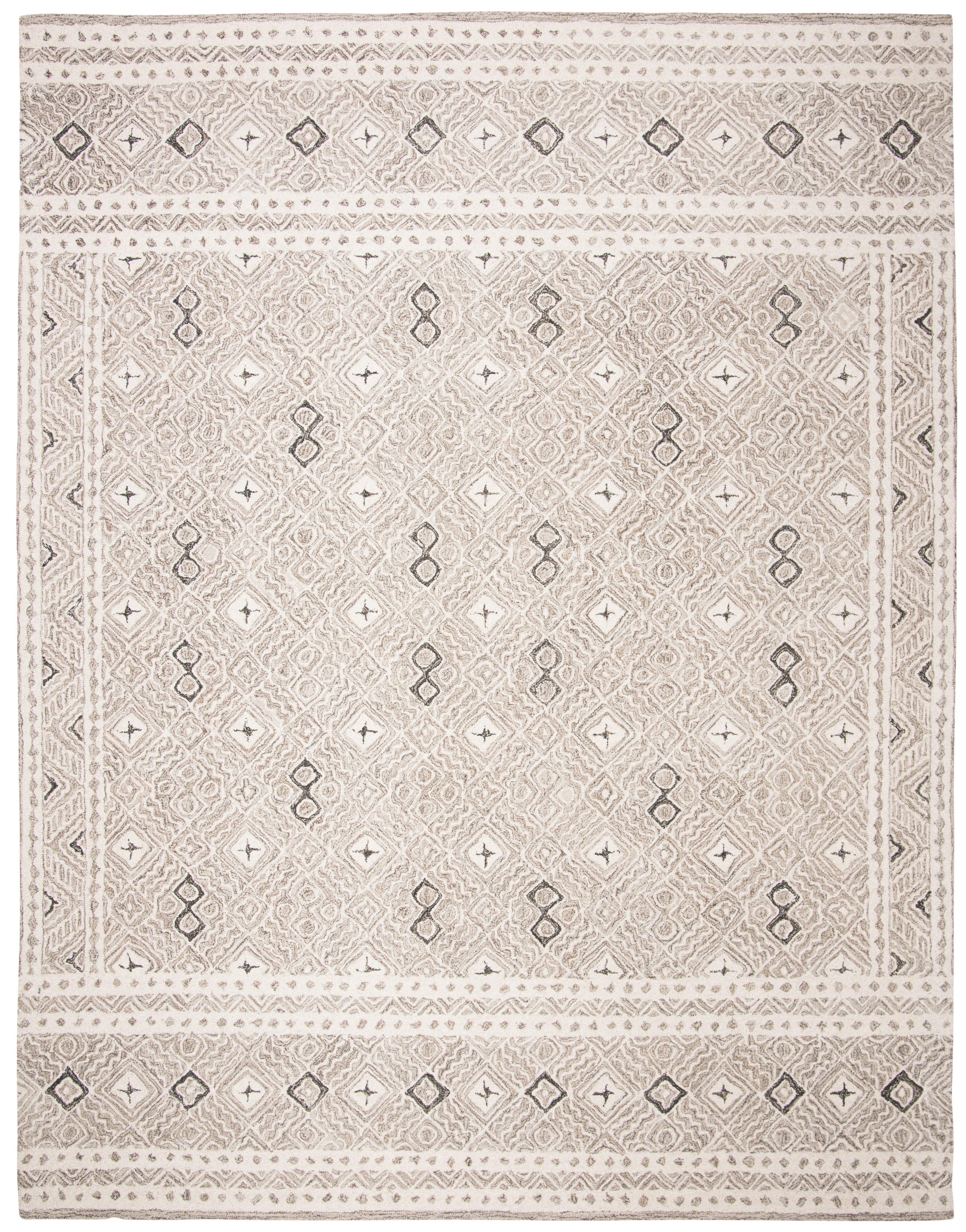 SAFAVIEH Micro-Loop Aditya Geometric Area Rug, Grey/Ivory, 11' x 15'