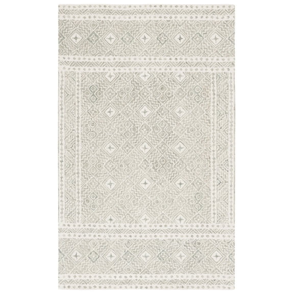 SAFAVIEH Micro-Loop Aditya Geometric Area Rug, Silver/Ivory, 8' x 10'