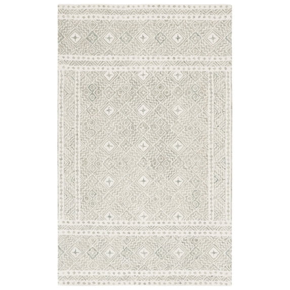 SAFAVIEH Micro-Loop Aditya Geometric Area Rug, Silver/Ivory, 8' x 10'