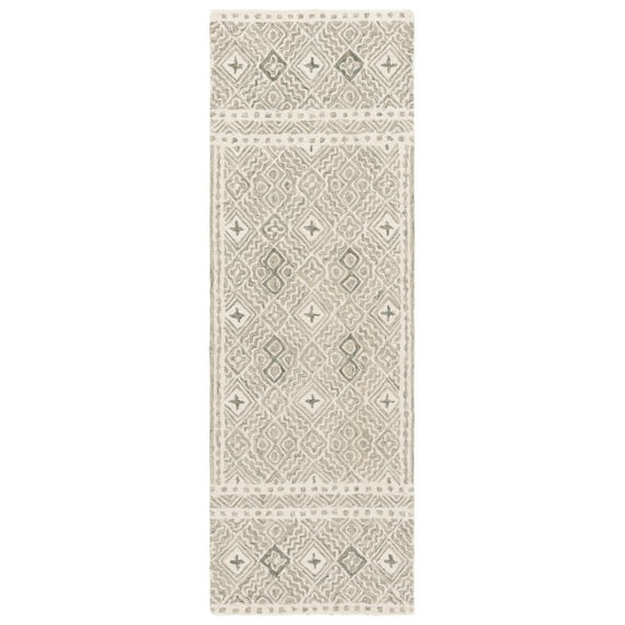SAFAVIEH Micro-Loop Aditya Geometric Runner Rug, Silver/Ivory, 2'3" x 7'