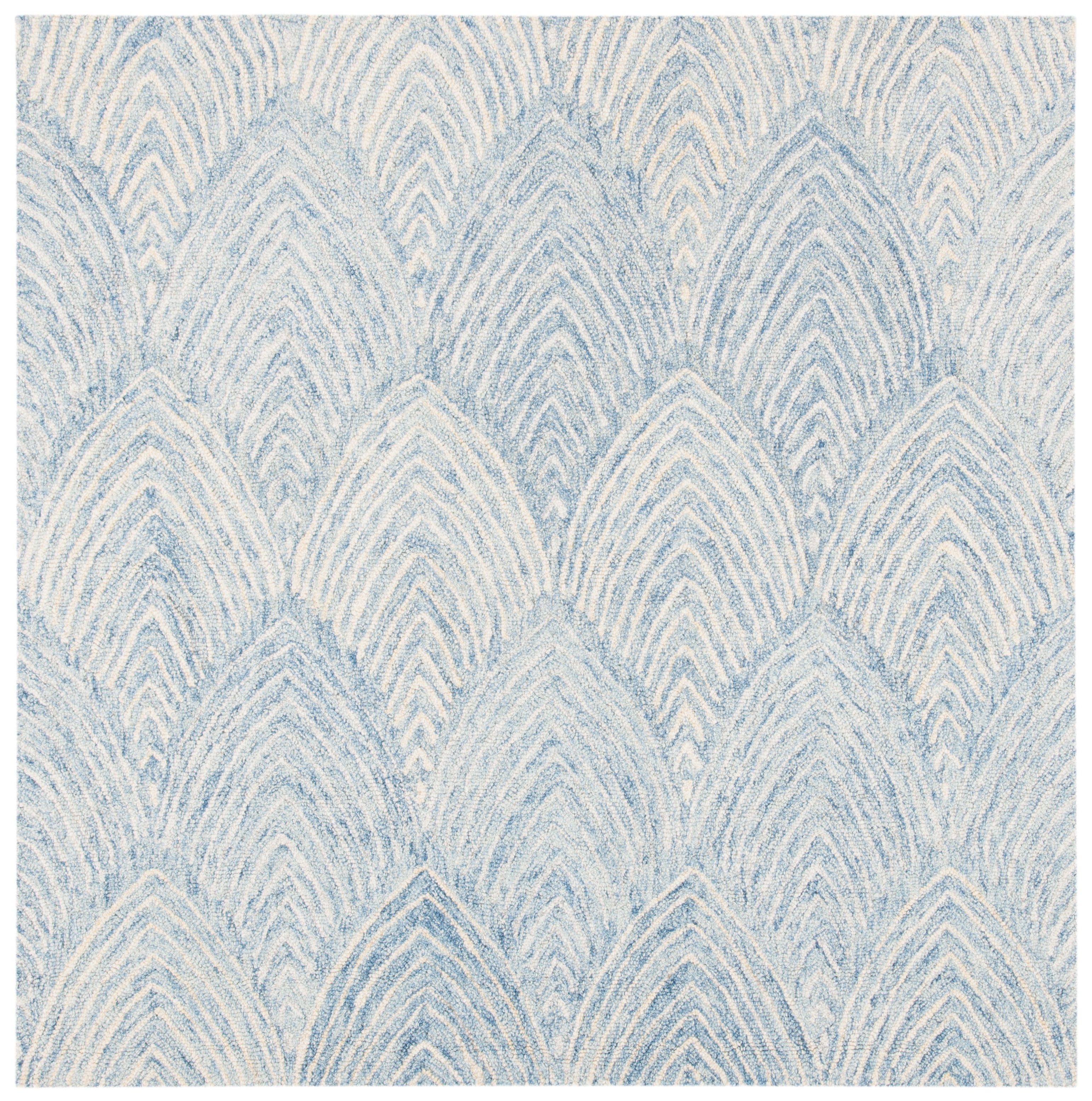 Light Blue Hand-Tufted Wool Square Area Rug 5' x 5'