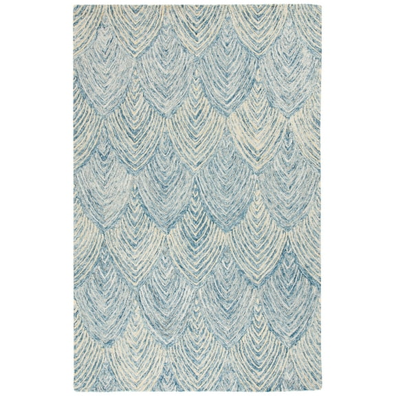 SAFAVIEH Micro-Loop Aiden Leaves Area Rug, Light Blue/Ivory, 5' x 8'