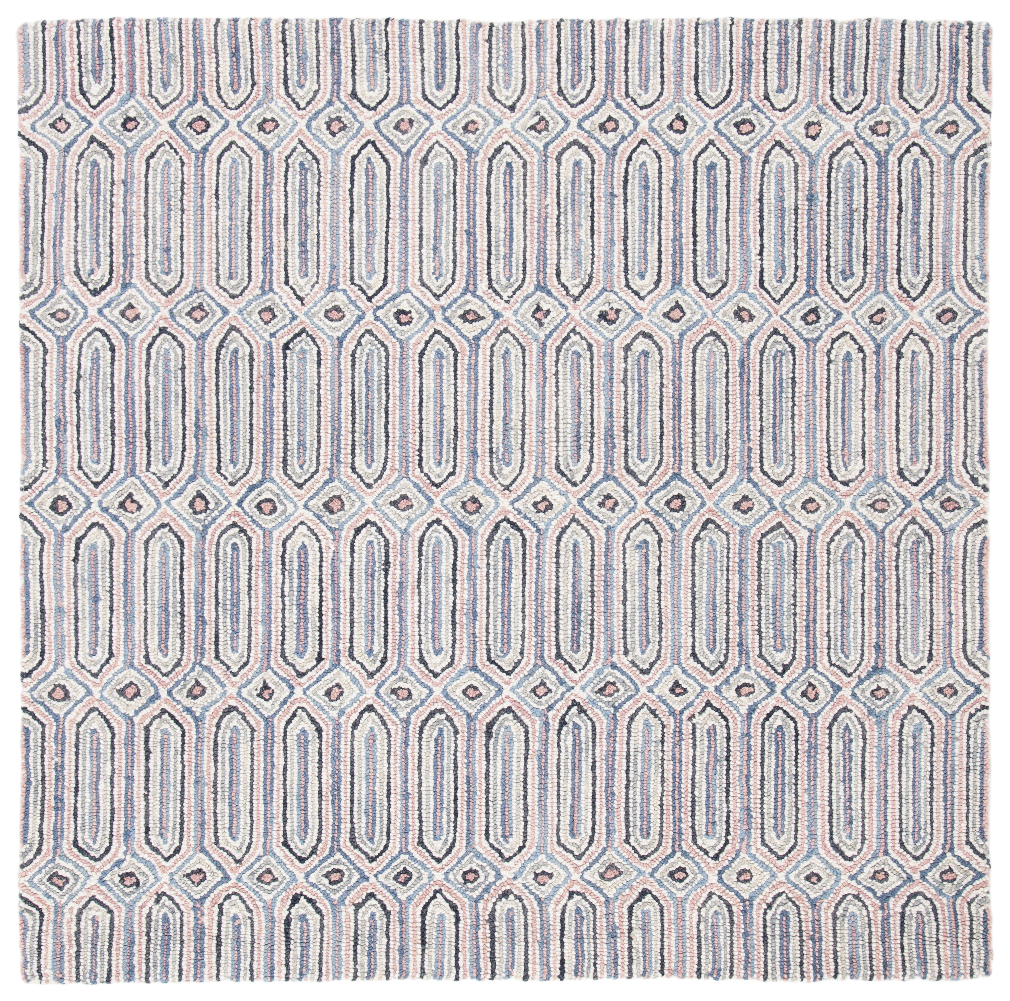 Hand-Tufted Elegance 5' Square Gray Wool Area Rug