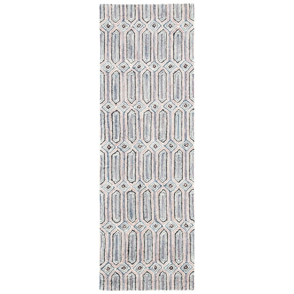 SAFAVIEH Micro-Loop Aisling Geometric Runner Rug, Pink/Grey, 2'3" x 7'