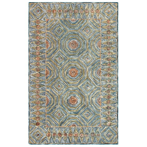 SAFAVIEH Micro-Loop Aleah Medallion Area Rug, Green/Blue, 4' x 6'