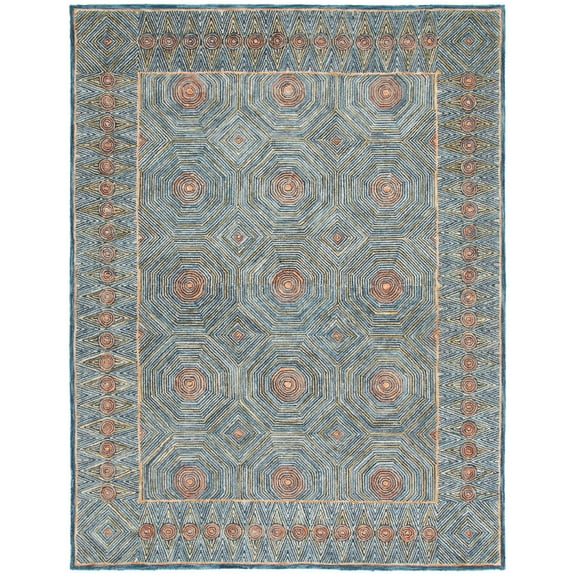SAFAVIEH Micro-Loop Aleah Medallion Area Rug, Green/Blue, 8' x 10'