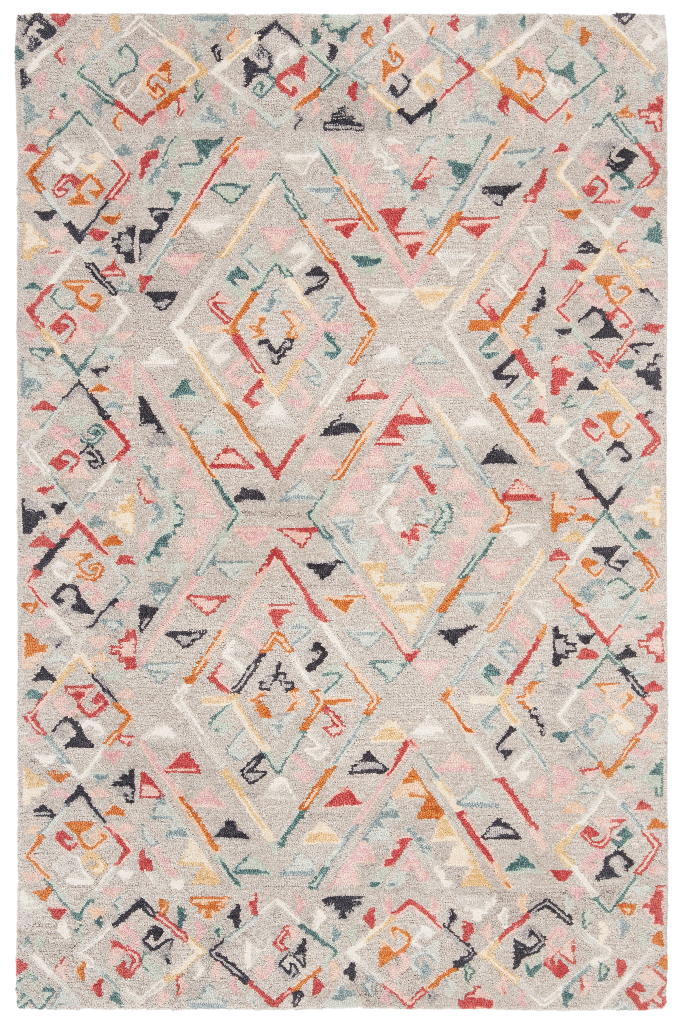 SAFAVIEH Micro-Loop Andrina Diamond Area Rug, Grey/Pink, 4' x 6'