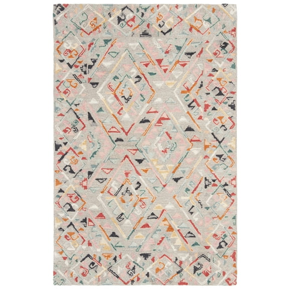 SAFAVIEH Micro-Loop Andrina Diamond Area Rug, Grey/Pink, 4' x 6'
