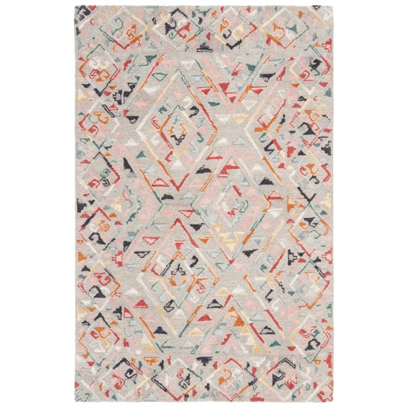 SAFAVIEH Micro-Loop Andrina Diamond Area Rug, Grey/Pink, 4' x 6'