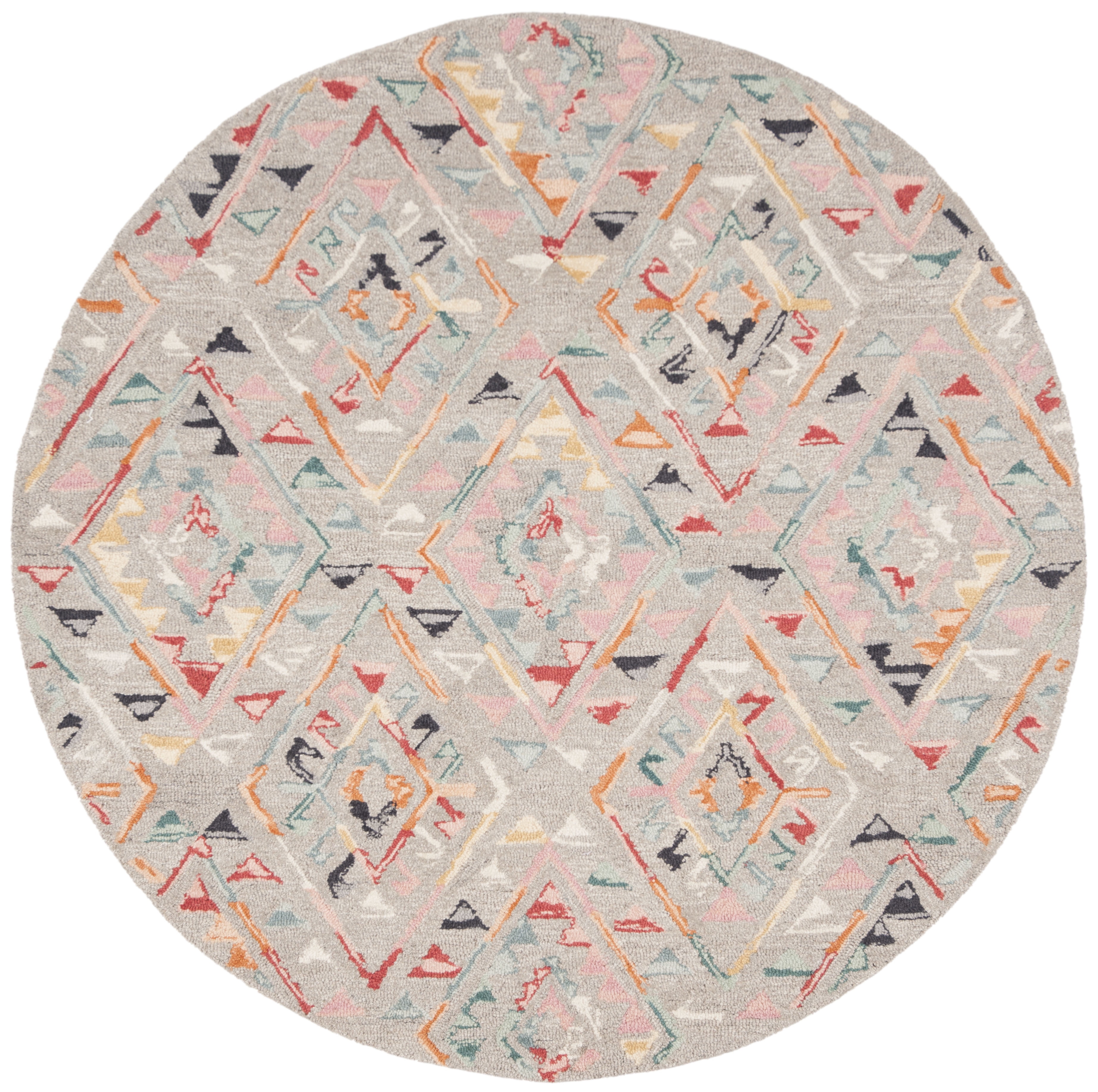 SAFAVIEH Micro-Loop Andrina Diamond Area Rug, Grey/Pink, 5' x 5' Round