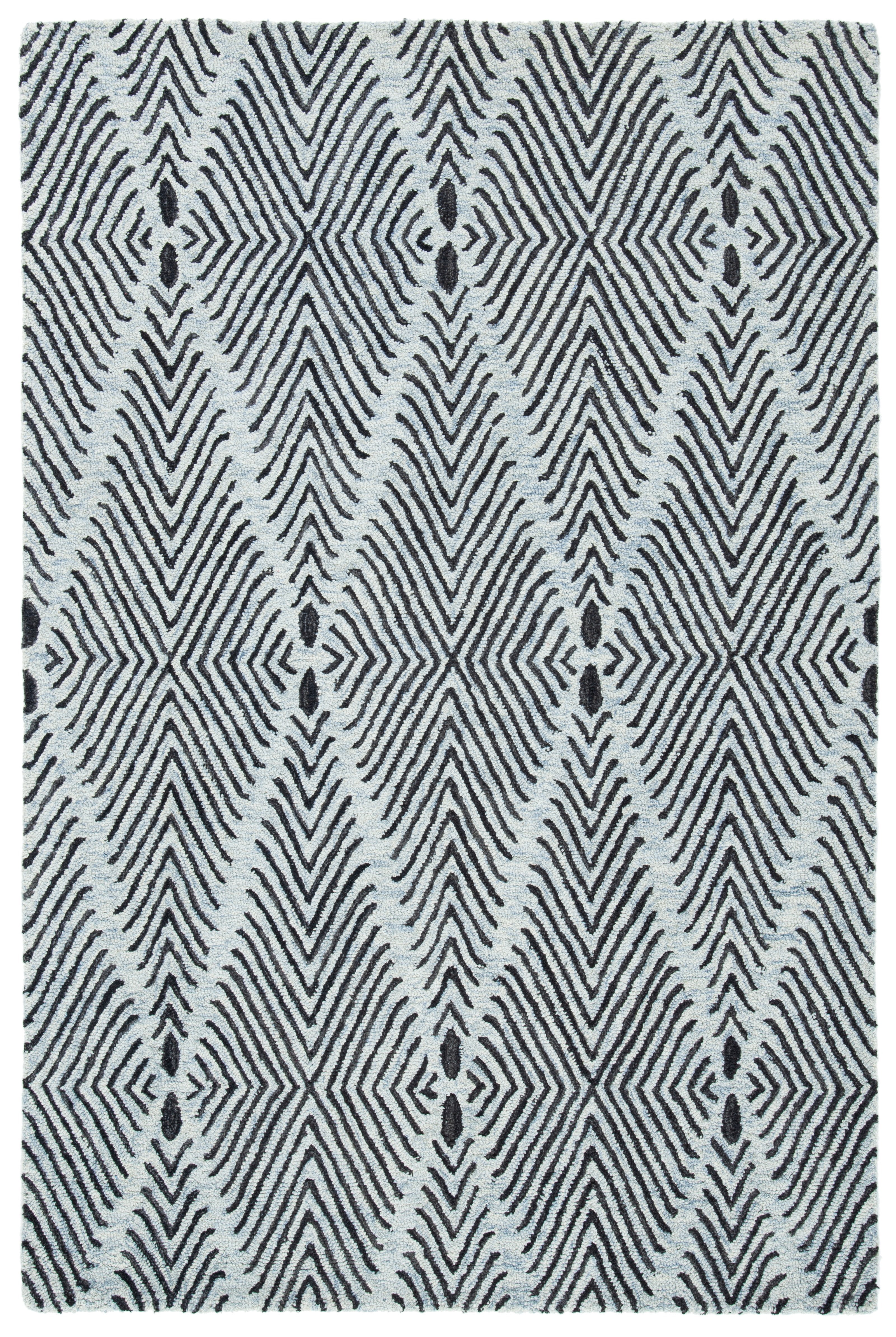 SAFAVIEH Micro-Loop Angelica Diamond Area Rug, Light Blue/Charcoal, 4' x 6'