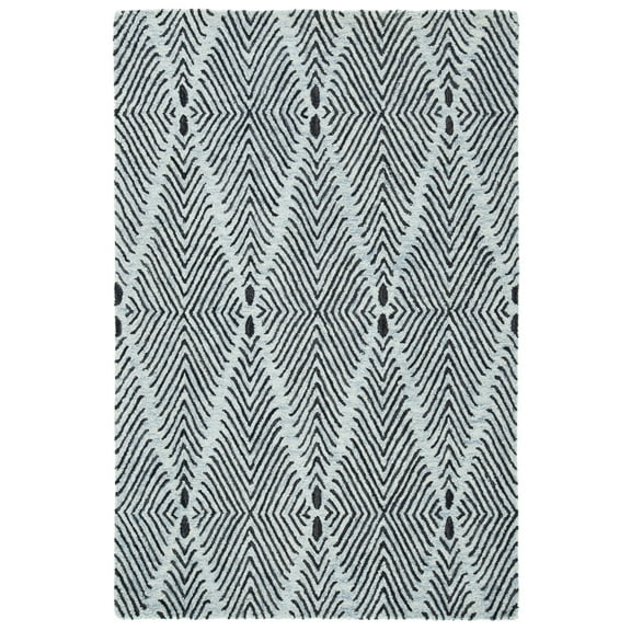 SAFAVIEH Micro-Loop Angelica Diamond Area Rug, Light Blue/Charcoal, 4' x 6'