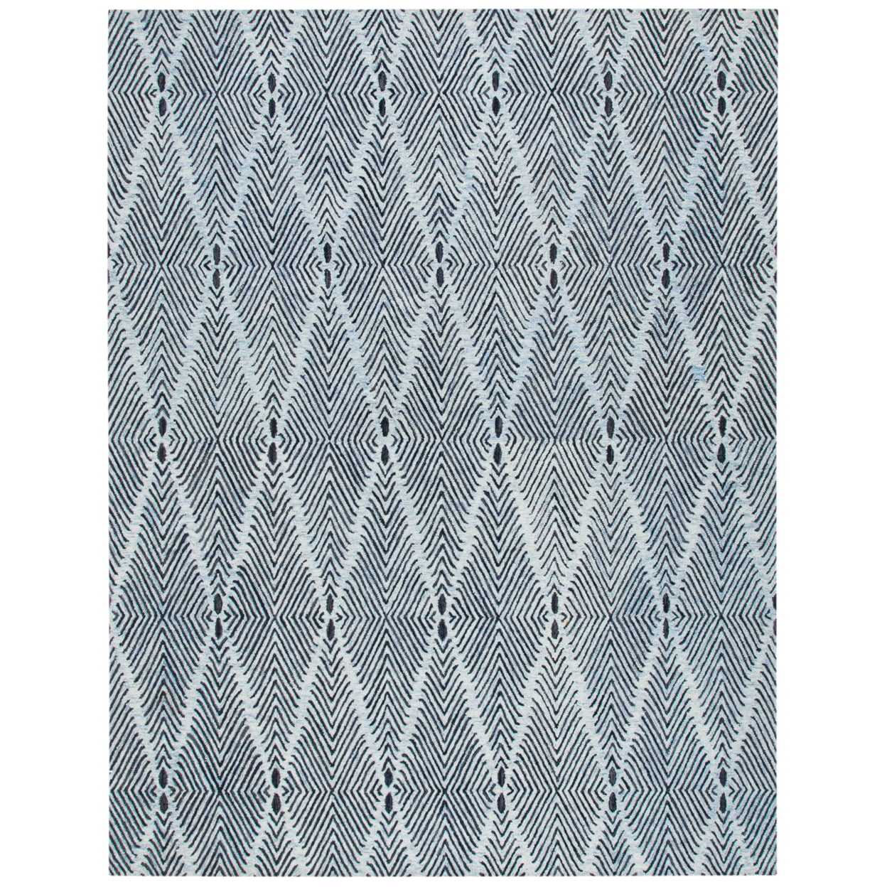 SAFAVIEH Micro-Loop Angelica Diamond Area Rug, Light Blue/Charcoal, 8' x 10'