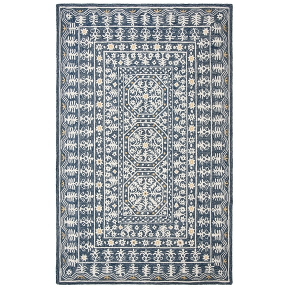 SAFAVIEH Micro-Loop Anson Floral Area Rug, Blue/Ivory, 8' x 10'