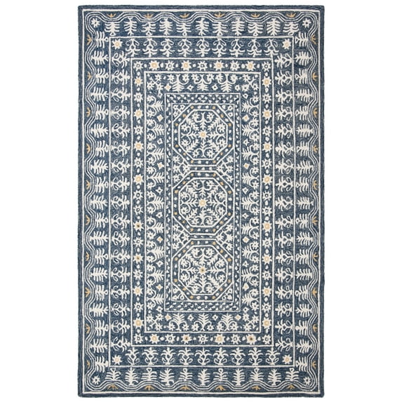 SAFAVIEH Micro-Loop Anson Floral Area Rug, Blue/Ivory, 8' x 10'