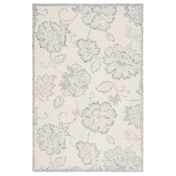 SAFAVIEH Micro-Loop Arda Floral Area Rug, Ivory/Blue, 3' x 5'