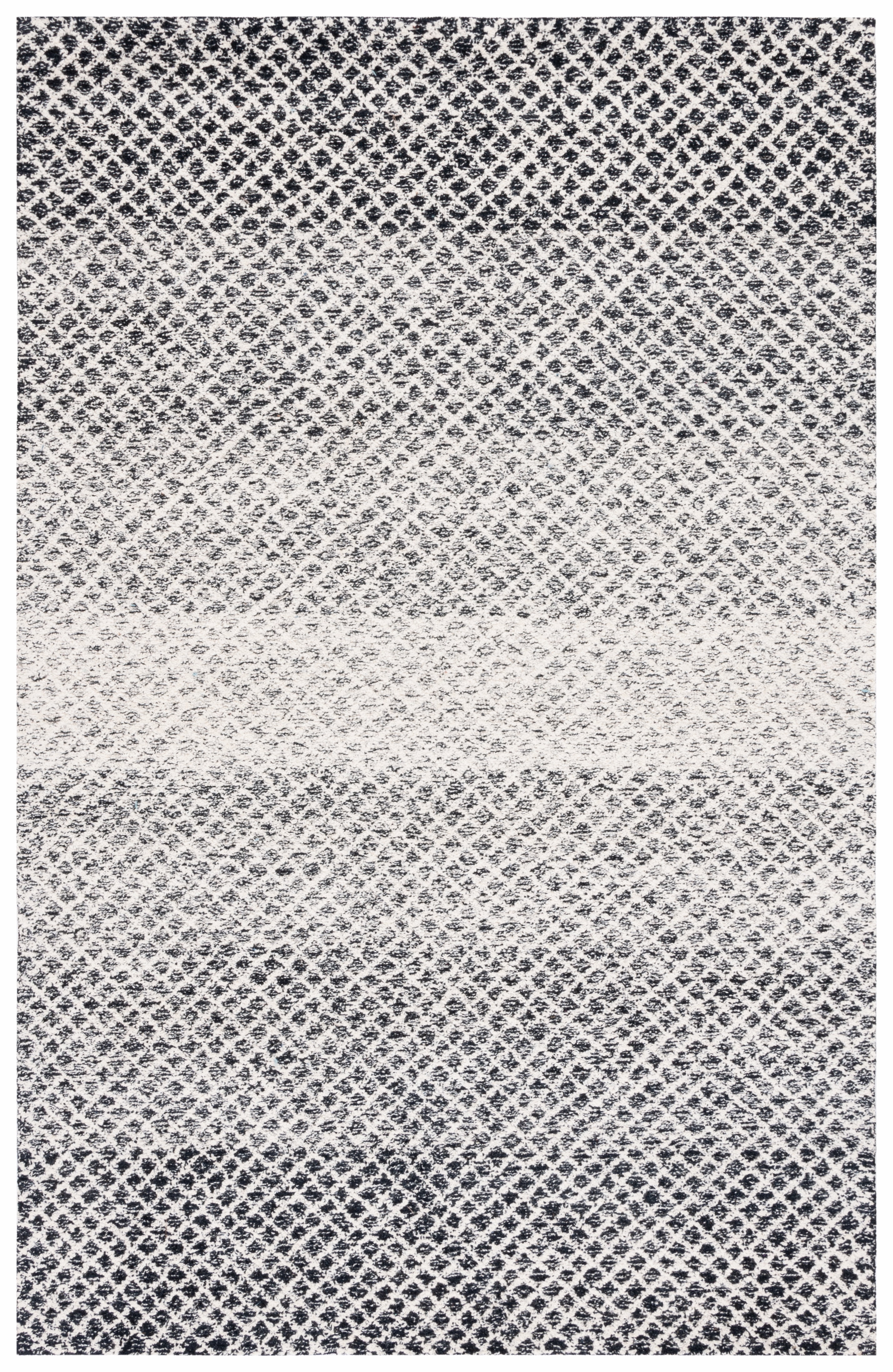 Black and Ivory Handmade Wool Tufted Area Rug