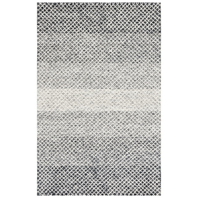 SAFAVIEH Micro-Loop Arnold Diamond Area Rug, Black/Ivory, 6' x 9'