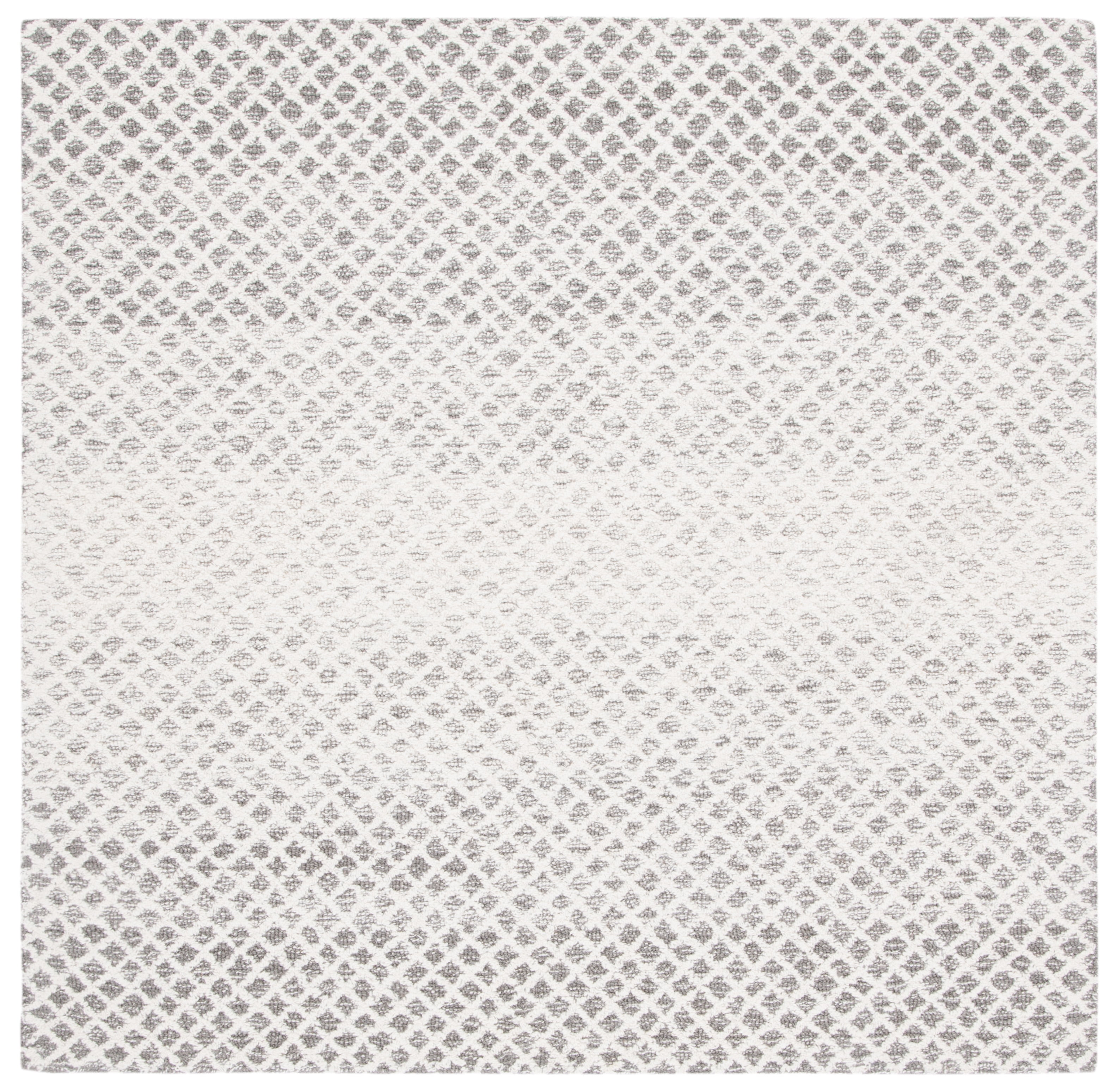 Gray and Ivory Handmade Wool Tufted Square Rug