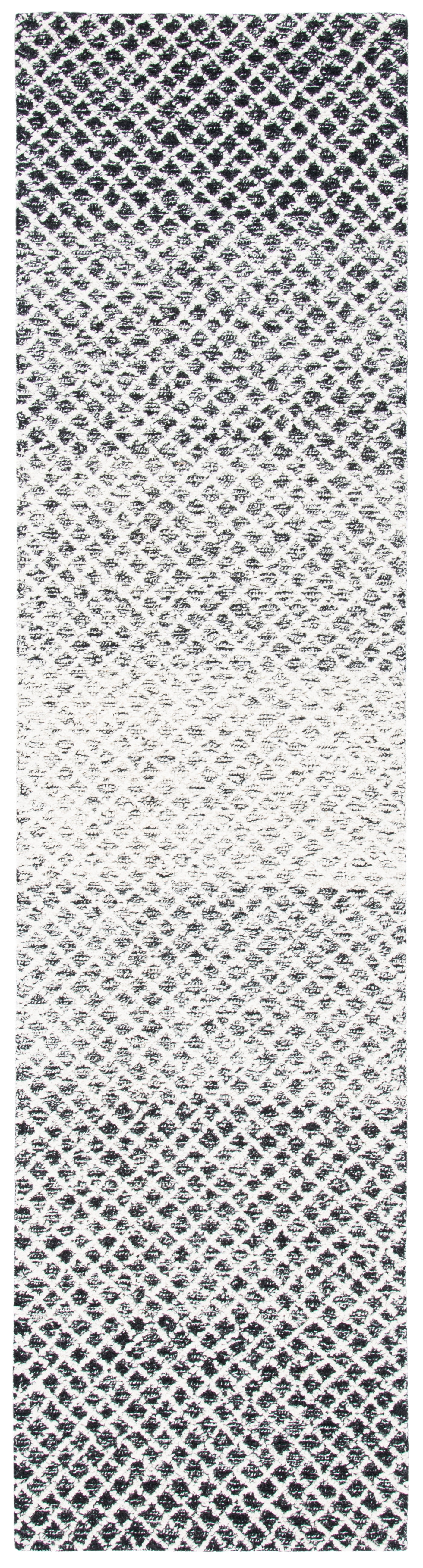 SAFAVIEH Micro-Loop Arnold Diamond Runner Rug, Black/Ivory, 2'3" x 9'