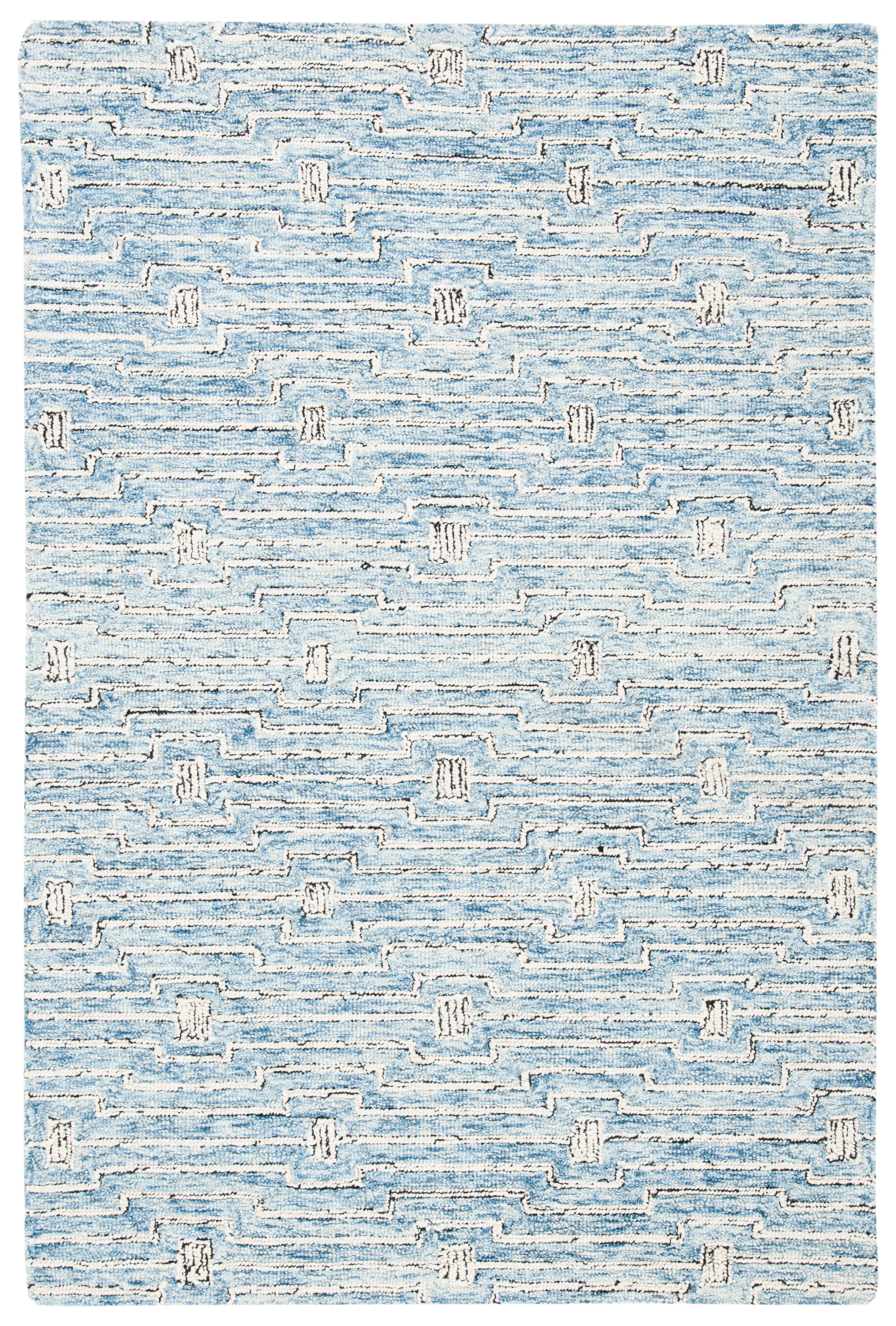 Light Blue Handmade Wool Tufted 4' x 6' Area Rug