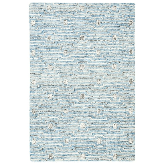 SAFAVIEH Micro-Loop Aspen Geometric Area Rug, Light Blue/Ivory, 4' x 6'