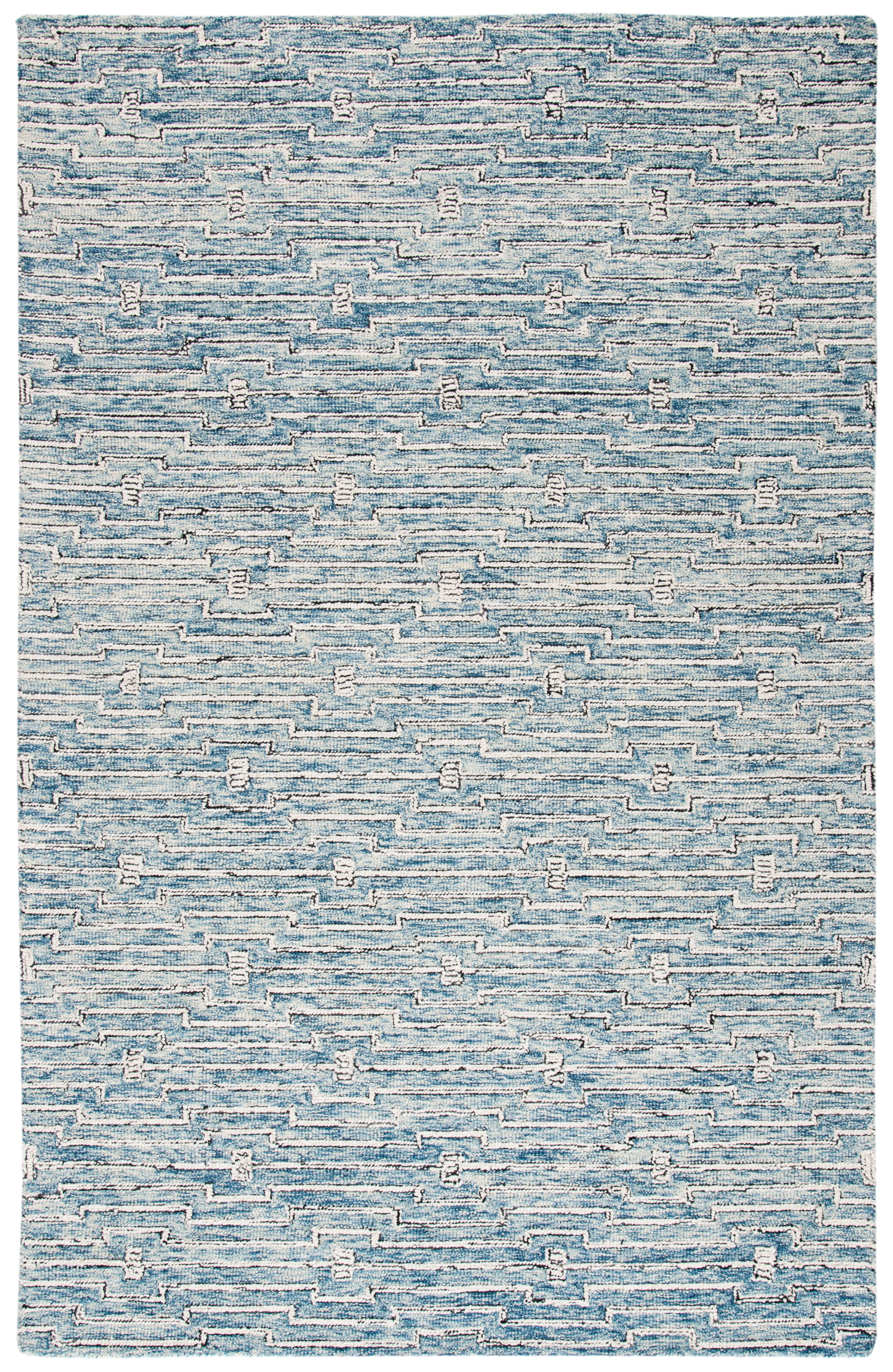 SAFAVIEH Micro-Loop Aspen Geometric Area Rug, Light Blue/Ivory, 5' x 8'