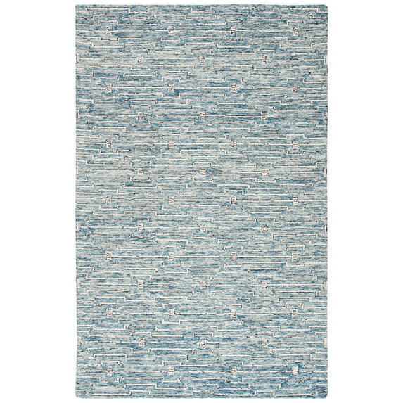 SAFAVIEH Micro-Loop Aspen Geometric Area Rug, Light Blue/Ivory, 5' x 8'