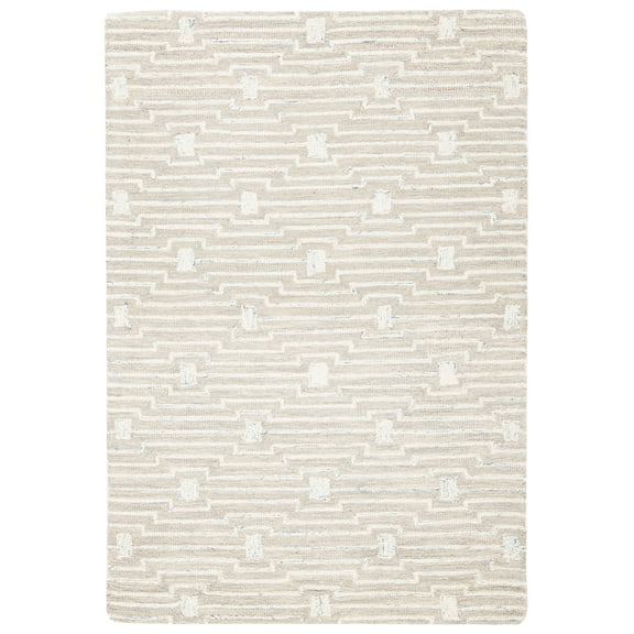 SAFAVIEH Micro-Loop Aspen Geometric Area Rug, Light Grey/Ivory, 4' x 6'