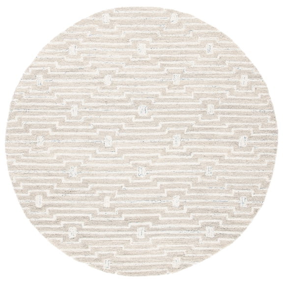 SAFAVIEH Micro-Loop Aspen Geometric Area Rug, Light Grey/Ivory, 5' x 5' Round