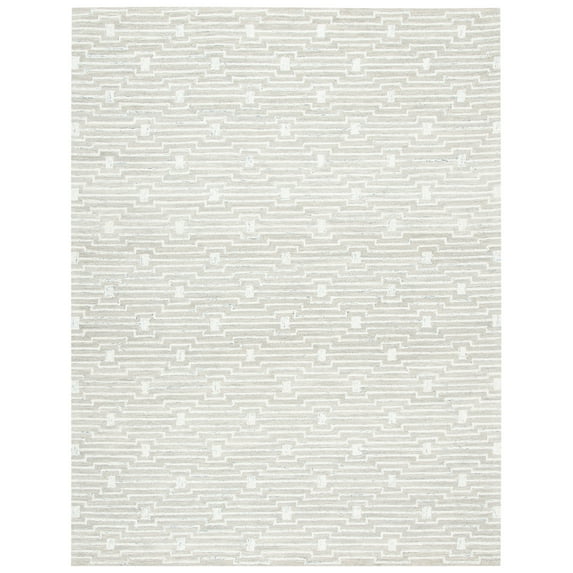 SAFAVIEH Micro-Loop Aspen Geometric Area Rug, Light Grey/Ivory, 8' x 10'