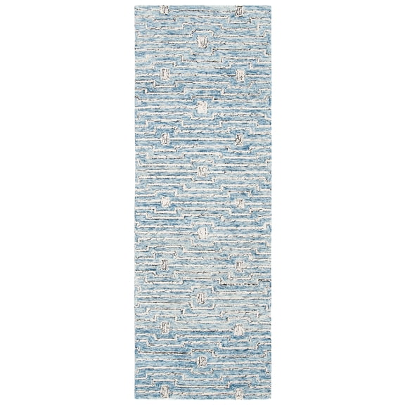 SAFAVIEH Micro-Loop Aspen Geometric Runner Rug, Light Blue/Ivory, 2'3" x 7'