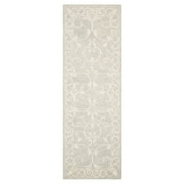 SAFAVIEH Micro-Loop Asteria Floral Bordered Wool Area Rug, Light Grey/Ivory, 5' x 5' Round