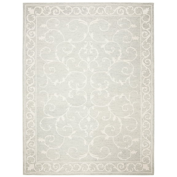 SAFAVIEH Micro-Loop Asteria Oriental Area Rug, Light Grey/Ivory, 10' x 14'