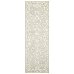 SAFAVIEH Micro-Loop Asteria Oriental Runner Rug, Light Grey/Ivory, 2'3" x 11'