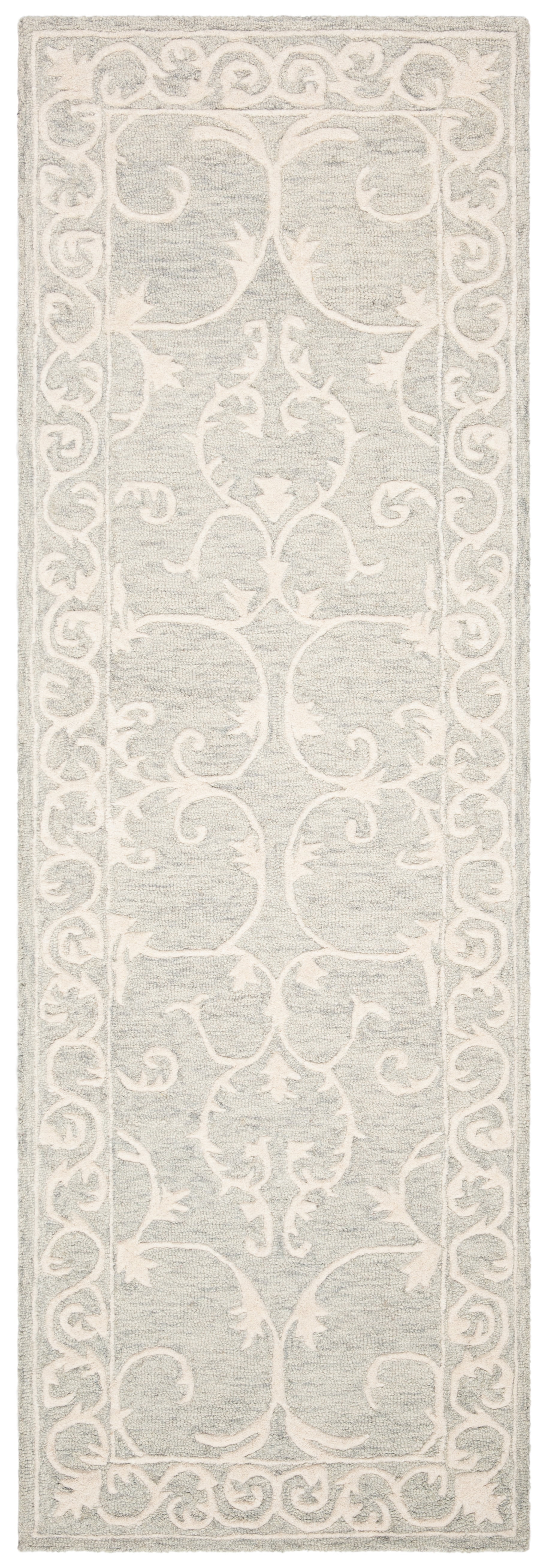 SAFAVIEH Micro-Loop Asteria Oriental Runner Rug, Light Grey/Ivory, 2'3 ...