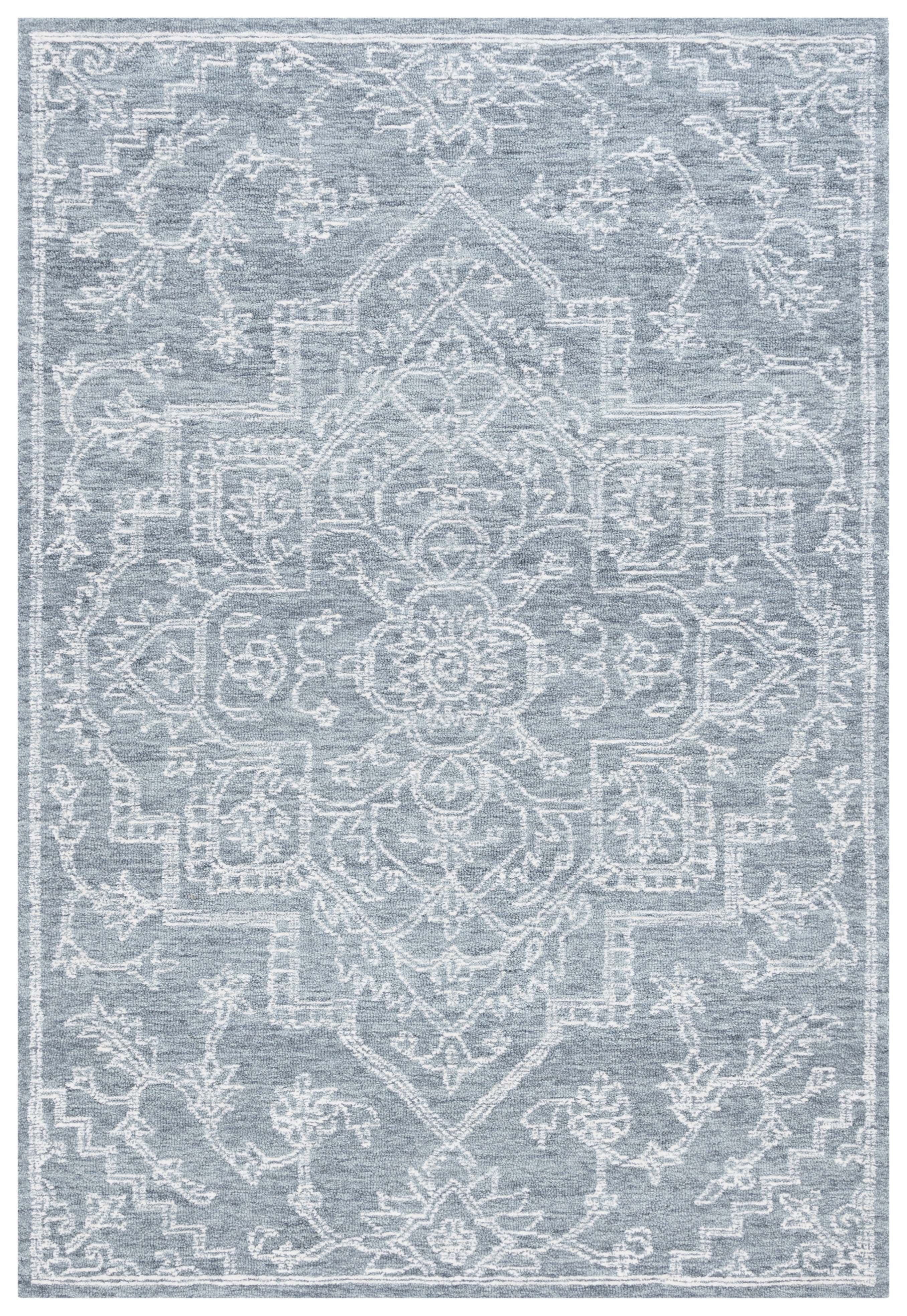 SAFAVIEH Micro-Loop Austen Medallion Area Rug, Grey/Ivory, 4' x 6'