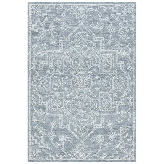 SAFAVIEH Micro-Loop Austen Medallion Area Rug, Grey/Ivory, 4' x 6'
