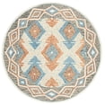 thumbnail image 1 of SAFAVIEH Micro-Loop Averill Geometric Aztec Wool Area Rug, Blue/Beige, 5' x 5' Round, 1 of 5