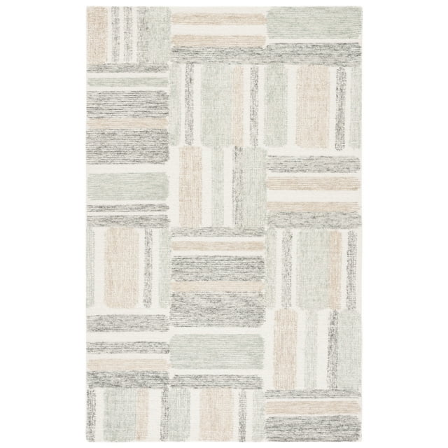 SAFAVIEH Micro-Loop Bedelia Geometric Striped Area Rug, Ivory/Grey, 6' x 9'