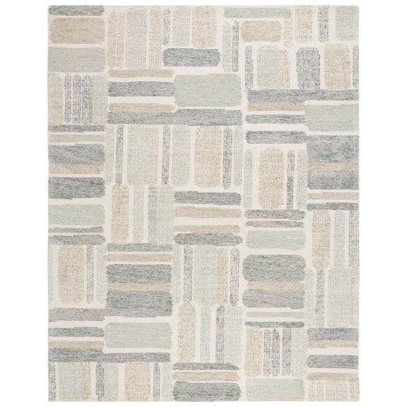 SAFAVIEH Micro-Loop Bedelia Geometric Striped Area Rug, Ivory/Grey, 8' x 10'
